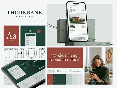 Thornbank Branding bento branding colour green grid guide logo logotype mockup photography typography ui