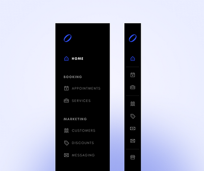Sidebar Menu - Expanded & Collapsed View (Dashboard) booking app dashboard ecommerce menu bar minimal saas