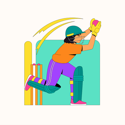 Dynamic Cricket Player activity ball characterdesign cricket energy fitness game illustration player positivevibes sport team