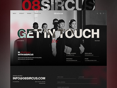 08sircus - Luxury Bold Fashion Ecommerce Website Contact Page awwwards branding company profile contact contact page dark website ecommerce elegant fashion fashion website form landing page luxury minimalist modern shopify ui web design website website designer