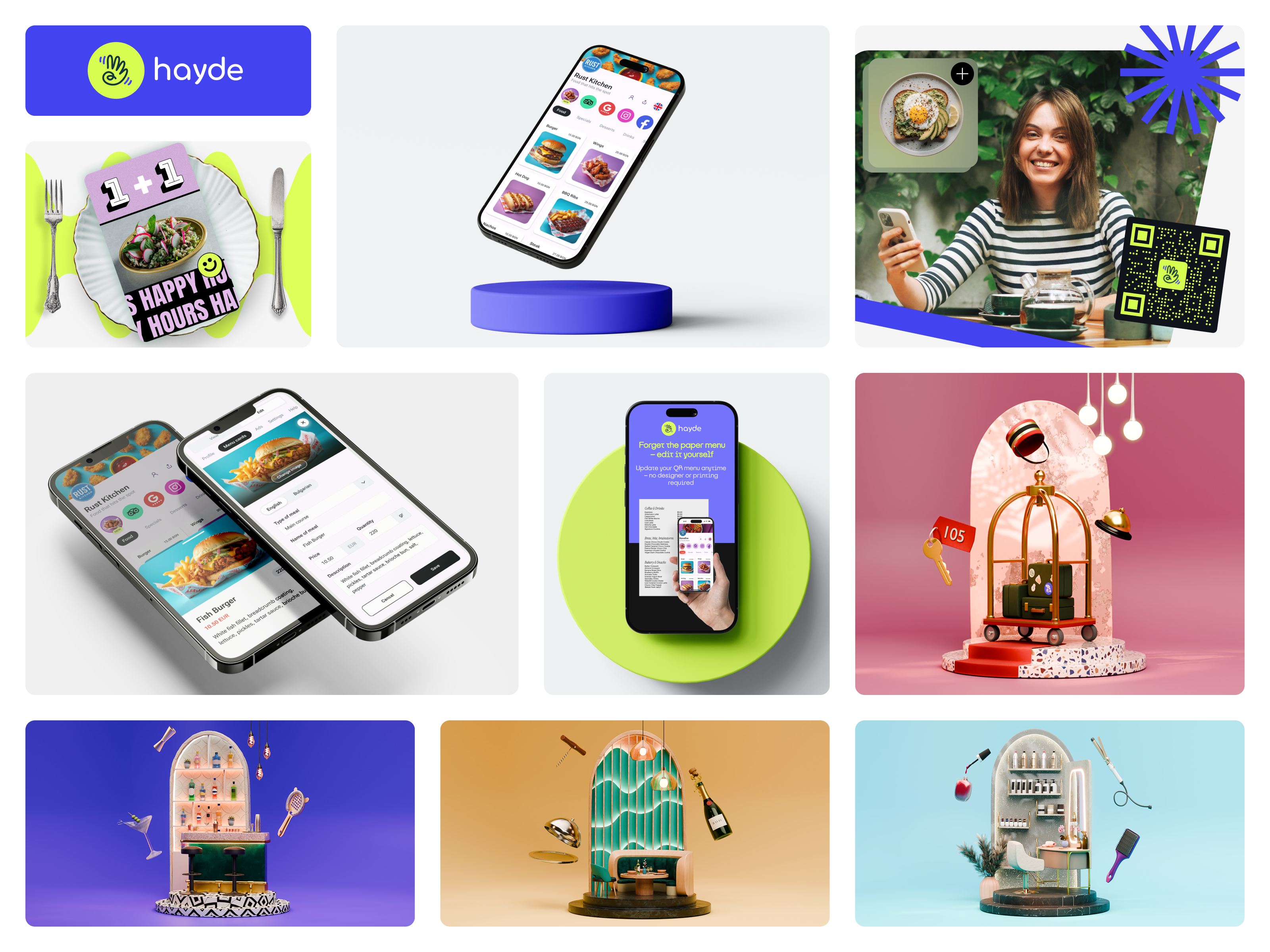 hayde.menu 3d app branding digital menu figma logo marketing menu ui ux website
