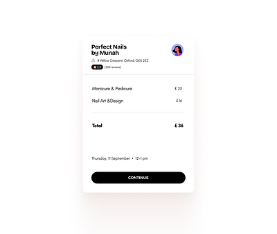 Checkout Modal - Service Booking App booking app checkout flow ecommerce minimal saas