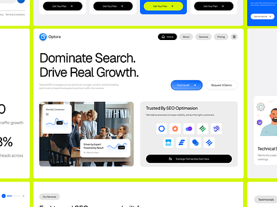 Optora – Modern SEO Agency Website Design 3d animation app design branding design figma framer graphic design illustration landing page logo mobile app motion graphics saas ui uiux ux web design webflow website