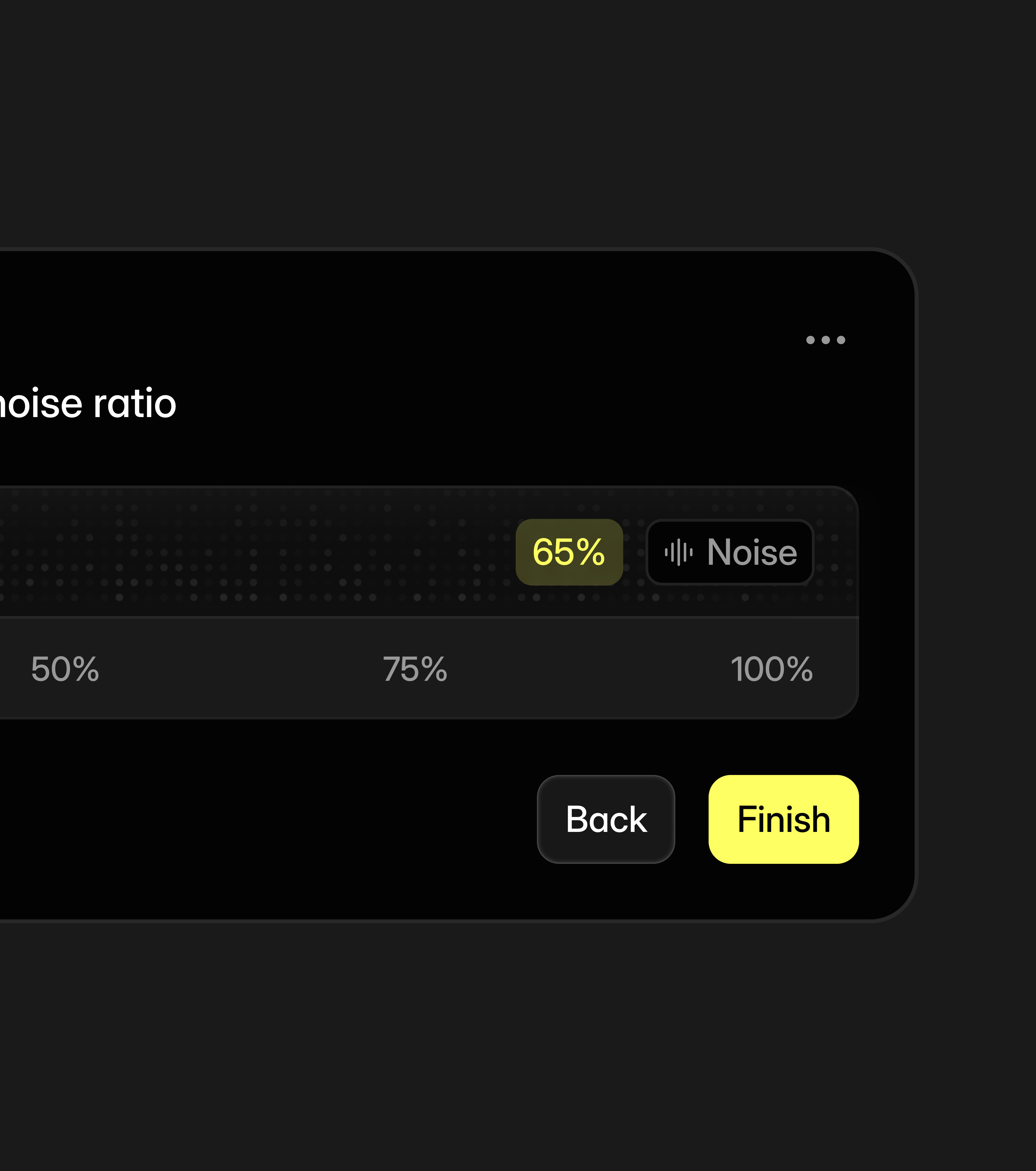 Example of noise ratio + timeline components