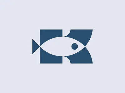 K Fish mark animal branding design fish geometry graphic design icon illustration k letter logo mark minimalism pet