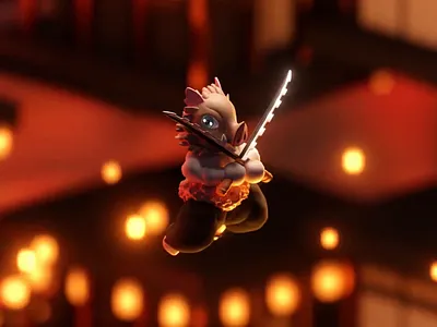 Demon Slayer 3d animation b3d blender demon slayer infinity castle inosuke isometric motion