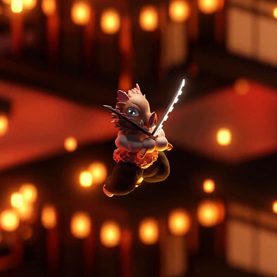 Demon Slayer 3d animation b3d blender demon slayer infinity castle inosuke isometric motion