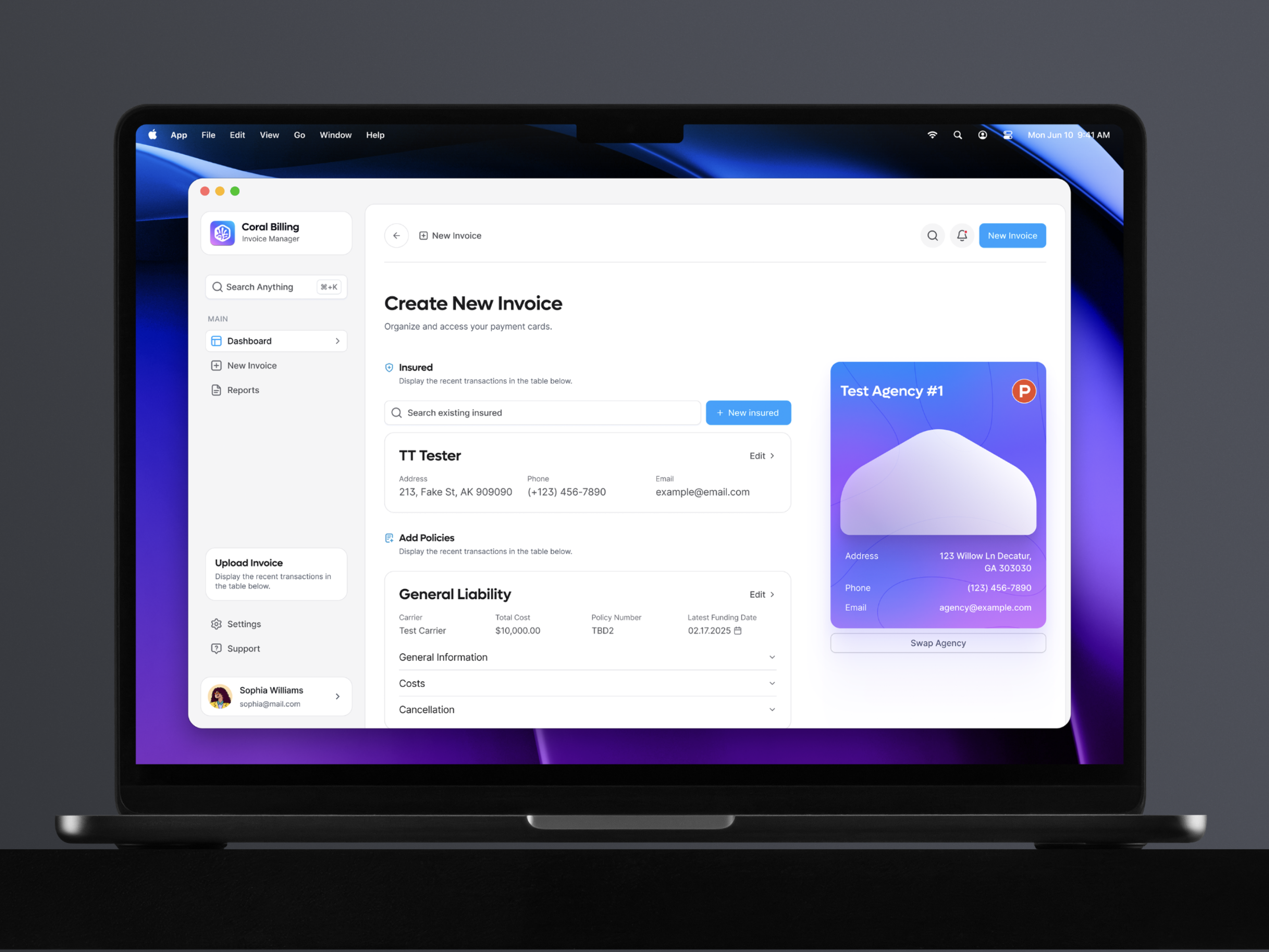 Invoice Manager UI • Coral Billing clean ui dashboard finance financial fintech functional gradient invoice invoicing minimalist product design saas ui web app wegrow
