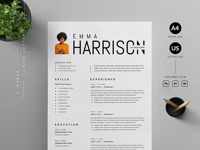 Resume/CV branding cover letter cv template design graphic design illustration print professional resume resume template ui us letter vector word