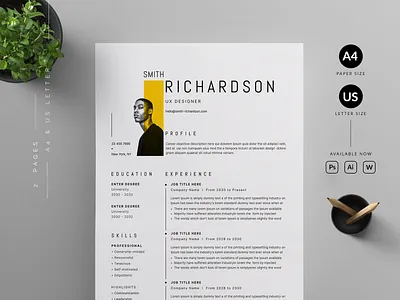 Resume/CV branding cover letter cv template design graphic design illustration print professional resume resume template ui us letter vector word
