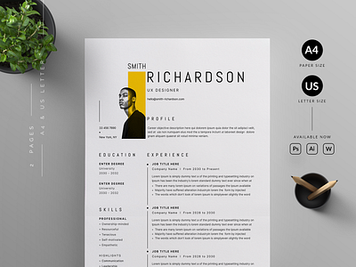 Resume/CV branding cover letter cv template design graphic design illustration print professional resume resume template ui us letter vector word