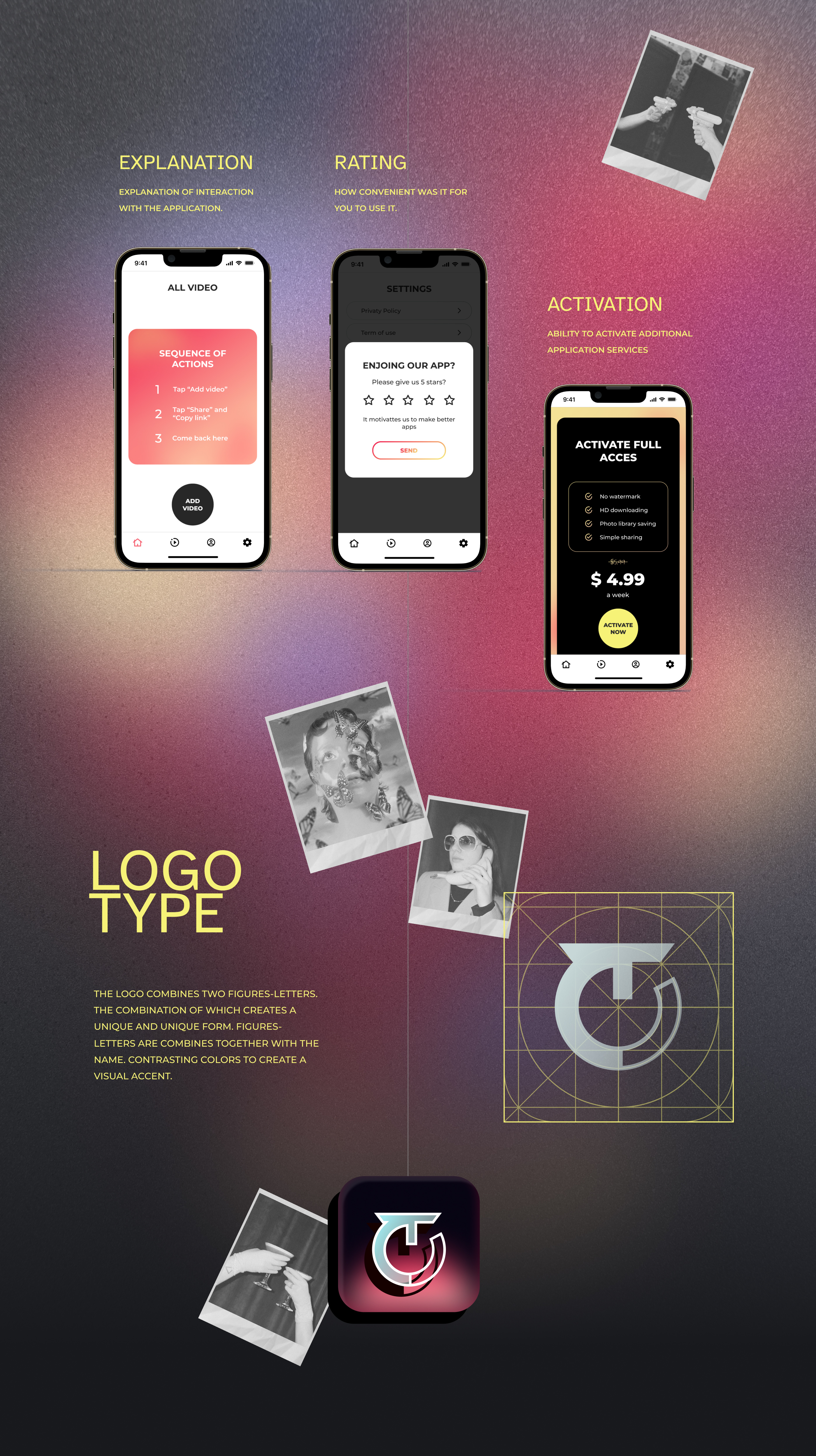 LOGO \ Mobile application TokShare app design logo ui додаток для поширення відео логотип