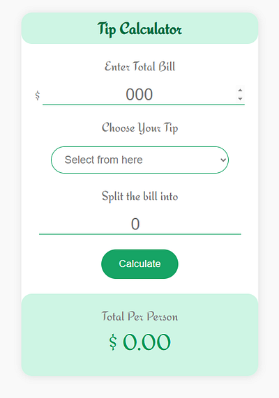 Tip Calculator app coding css hover html javascript ui ux visual studio code web application website development