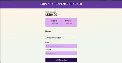 Expense Tracker calculation css design expense tracker html javascript ui ux visual studio code web application web development