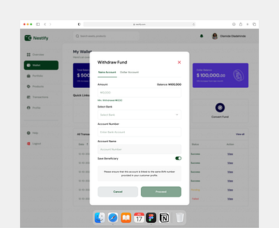 Nestify - Withdraw Fund app design finance financial services fintech product design ui uiux user experience user interface ux web app web application web design