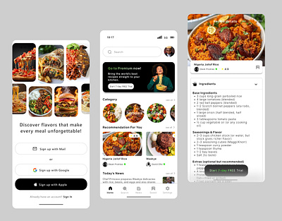 Recipe App Interface ui ux
