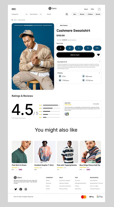 Cashmere Sweatshirt Page ui ux