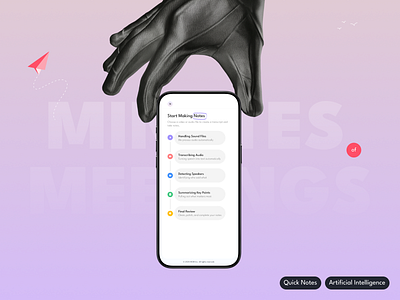 AI-Powered Quick Notes – Meeting Minutes App dailyui dribble minutesapp quicknote uiux