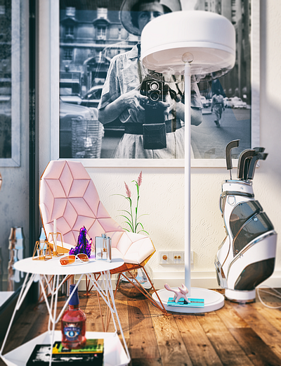 interior shot 3d modelling rendering