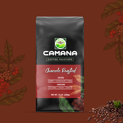 Coffee Bag Design Camana Coffee Roasters branding design graphic design illustration logo typography vector