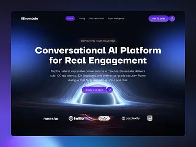AI Agent Platform Landing Page ai ai agent ai agent landing page ai agent website ai saas ai tools ai website crypto landing page ui design uiux website