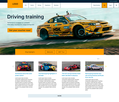 Landing Page Design – Car Racing Website ui