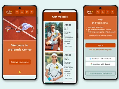 Mobile UI Design – Online Tennis Training Booking Page graphic design ui