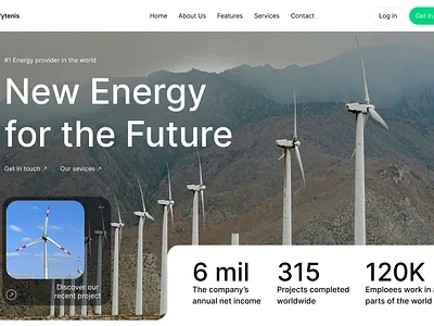 Hero Section Design – Wind Turbine Website ui