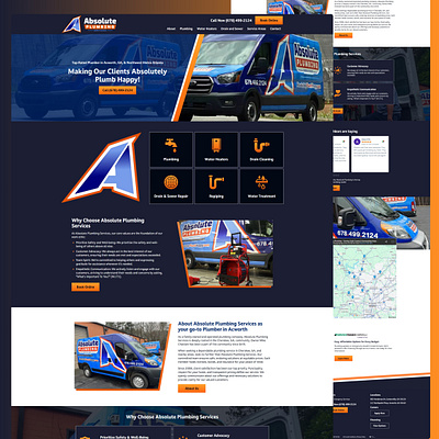 Absolute Plumbing Services Website 3d animation branding design ecommerce elementor graphic design illustration logo plumbing ui ux vector web design website woocommerce wordpress