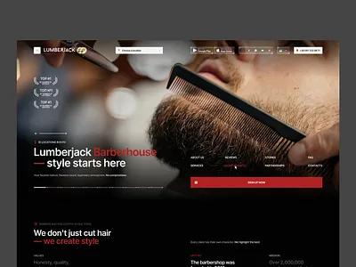 Lumberjack Barberhouse | Main Page barber barberhouse barbershop brutal design hair haircut interface landing lumber lumberjack man salon ui ux web