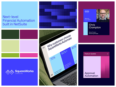 SquareWorks - Brand Refresh animation b2b brand brand refresh branding clean colors development iconography logo logotype patterns typography ui ux visual identity web design website