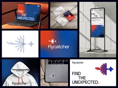 Flycatcher AI Tech Branding 3d animation bird brand identity branding business card concept gradient graphic design hero banner logo design minimal rollup stickers ui visual identity