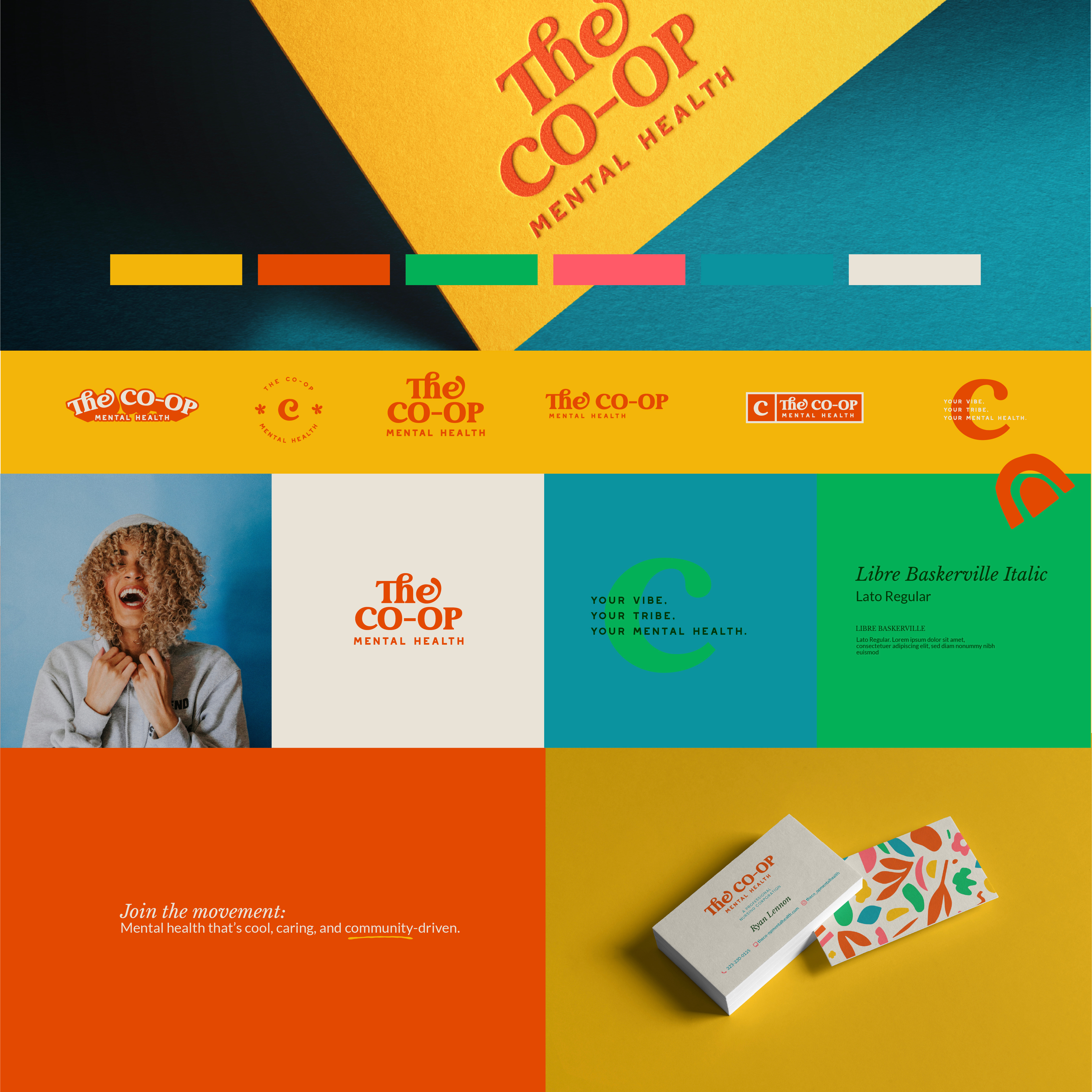 The coop mental health branding restaurant community branding logo system mental mental health momement psychology retro branding vintage vintage branding