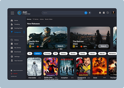Movie Streaming Website animation app design movie website streaming streaming website ui ux web