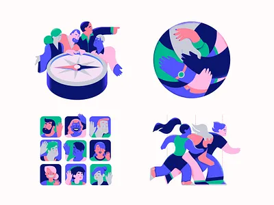 Spot illustrations for tech website art colorful design digital illustrations flat illustration illustrator ui vector web illustrations