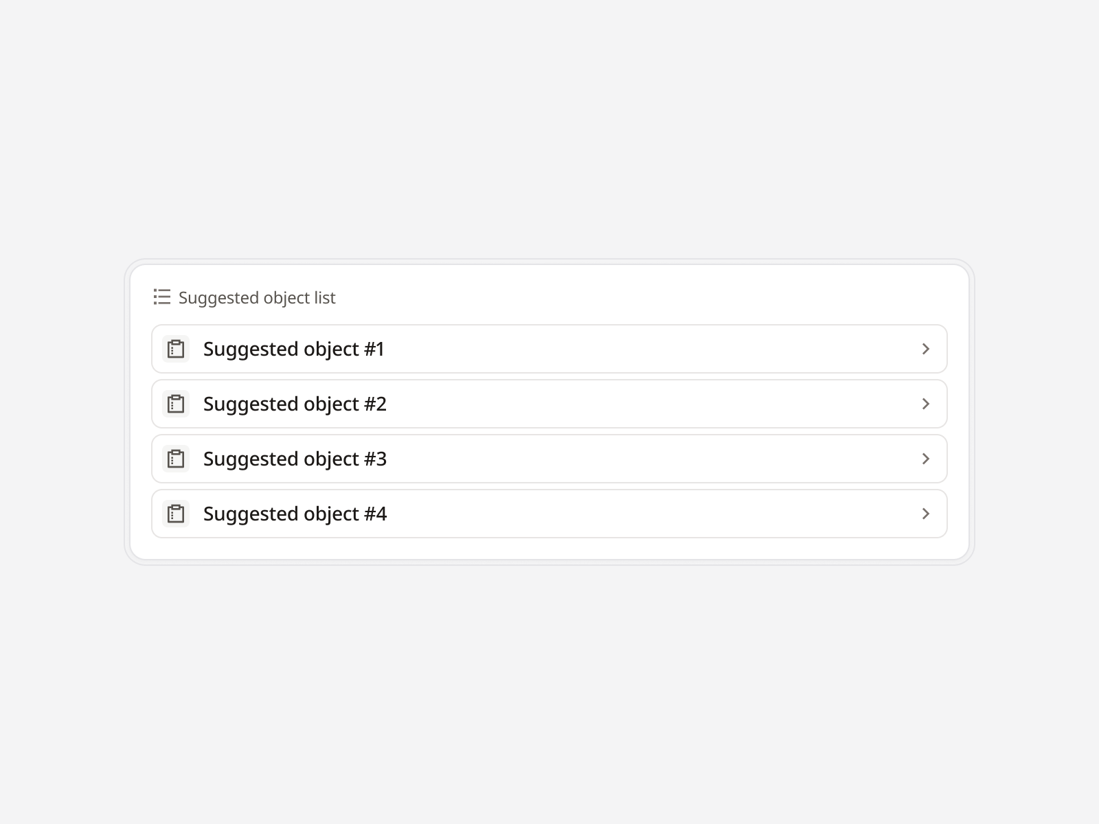 AI List Suggestion ai assistant component conversation item list product saas