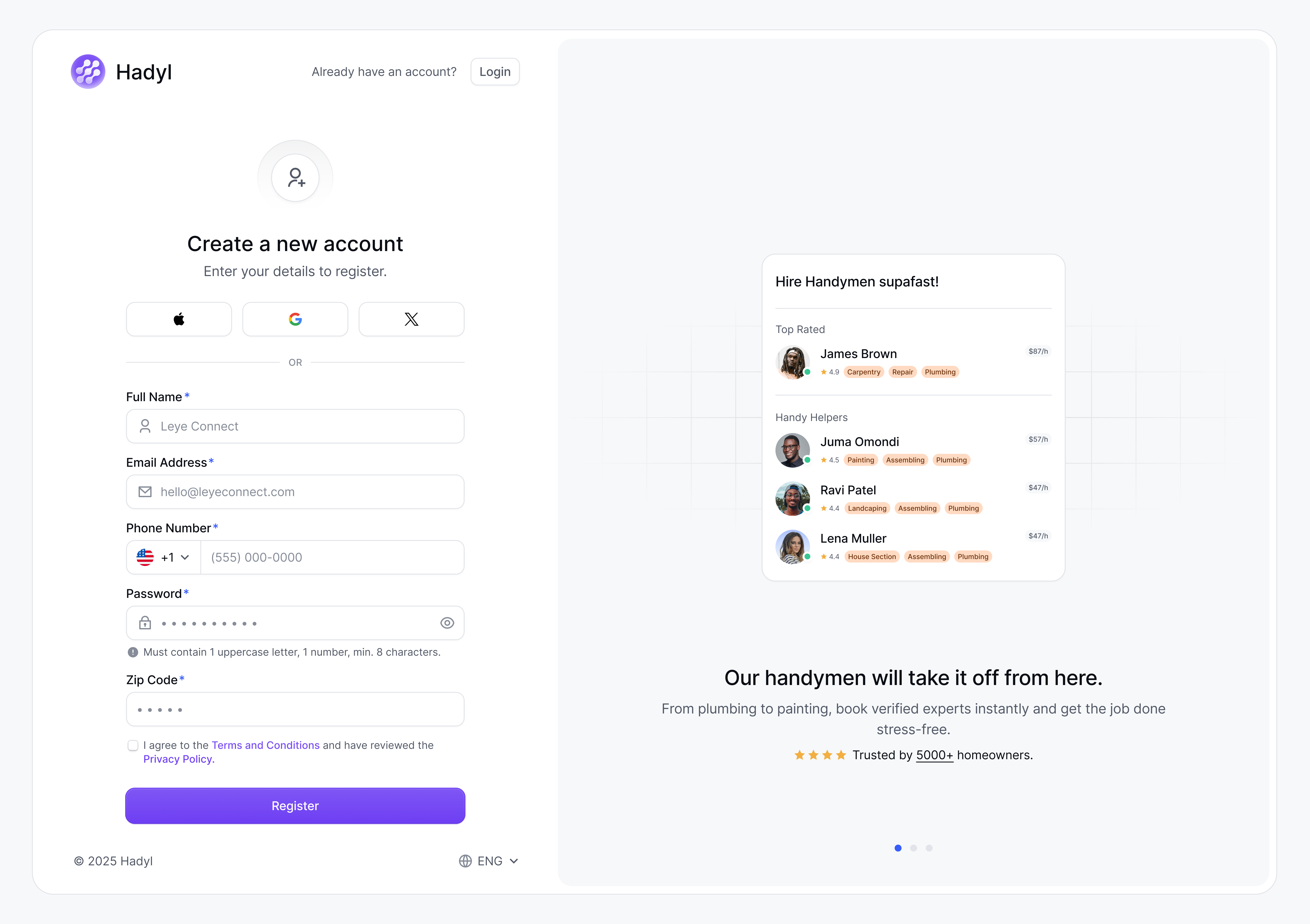Handyman Marketplace Onboarding dashboard dashboard ui errand app errand website handyman marketplace handyman web app product design ui ux