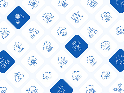 Cloud Technology Icon Art Set backup cloud computing dashboard data digital download icons infrastructure internet minimal network security server software storage sync technology ui upload