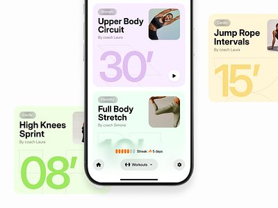 Workout App UI user interface