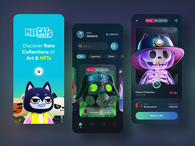 🐾 Meecats Meetopia — NFT Marketplace Concept app design app mobile bitcoin crypto art ethereum inspiration ios mobile design nft nft app nft marketplace product design ui design ui ux user experience user interface ux design