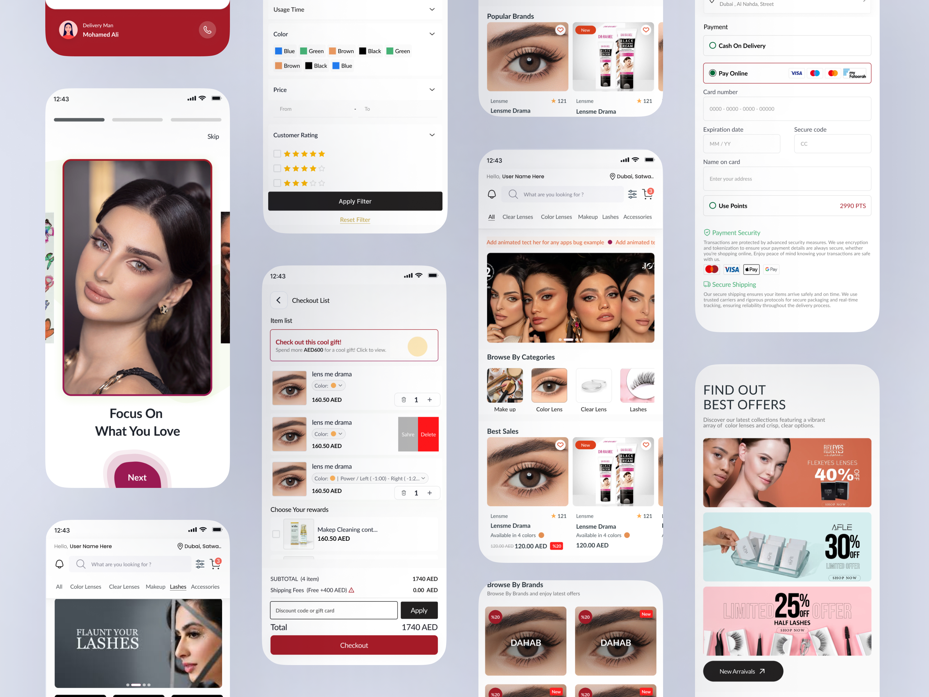 Luméa Beauty Mobile App UI Design beauty app figma lense app mobile app ui ui ux uidesign