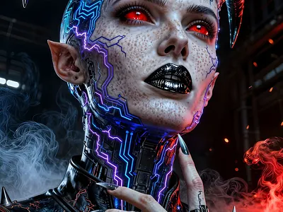 Cyber Demoness cyberpunk demoness design graphic design illustration photoshop rpg starcraft video game
