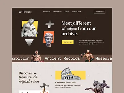 Timelens - Museum Website Design ai art ancient ancient history art collection art exhibition art gallery artwork landing page landingpage museum museum event museum website online museums vintage virtual museum war web design webdesign website design website designer