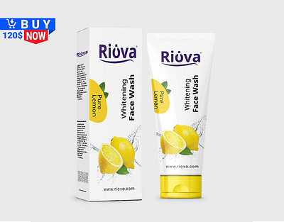 Facewash Label Design with Cosmetic Tube & Box PSD Mockup packaging mockup psd