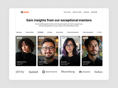 Mentor Finder Platform – UI Exploration about page about us branding careers page company page figma figmaui landing page mentorship minimal team teams page testimonial ui ui design ui kit ux ux design web app web design