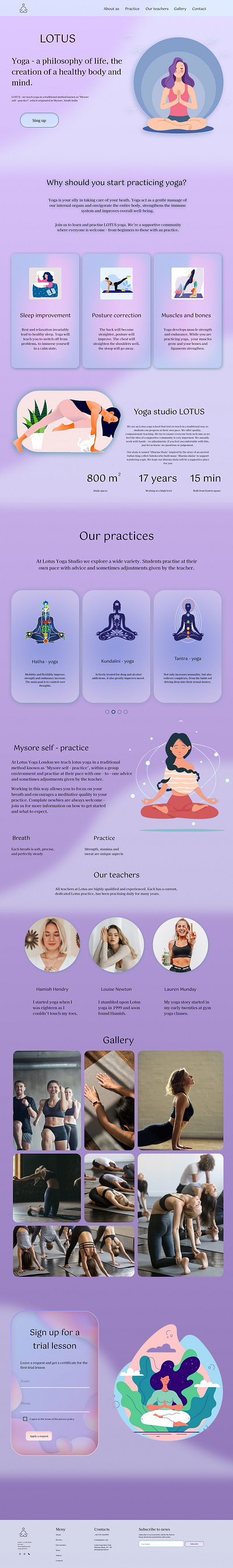 Landing page for yoga center design landing page одностраничный сайт сайт