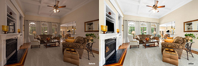 Adding fire to fireplace - Real estate photo editing