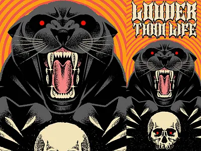 Artwork for Louder Than Life 2025 cartoon cat character design festival graphic design illustration music panther skull vector