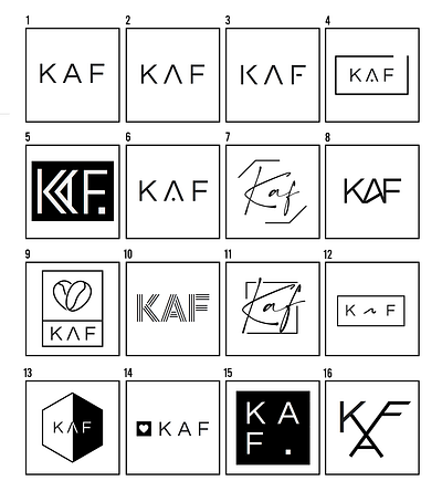LOGO CONCEPTS FOR 'KAF' CAFE brand guidelines brand identity branding cafe coffee graphic design logo logo design ui