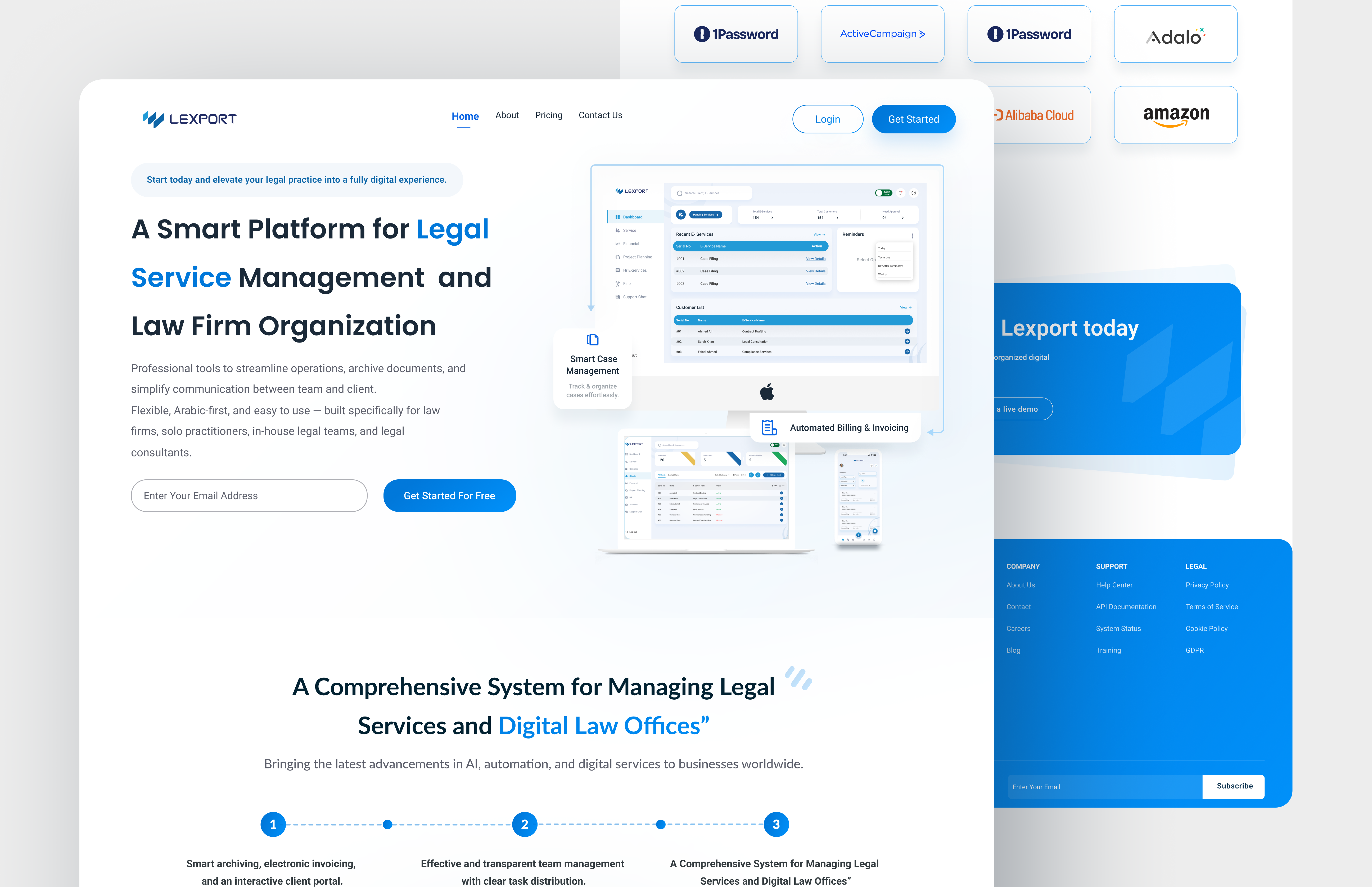 Lexport – Law Firm Management Website Design app dashboard landing landing page designer law firm law firm website law landing page law logo modern page trending style ui ux ui ux designer web webdesign website app website design website designer websiteredesign wesbite